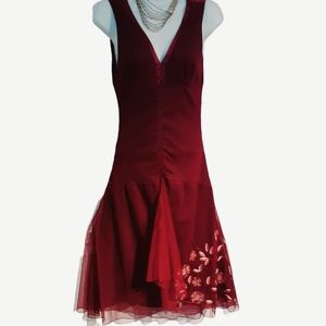 RW&CO sleeveless lined dark red woman dress
